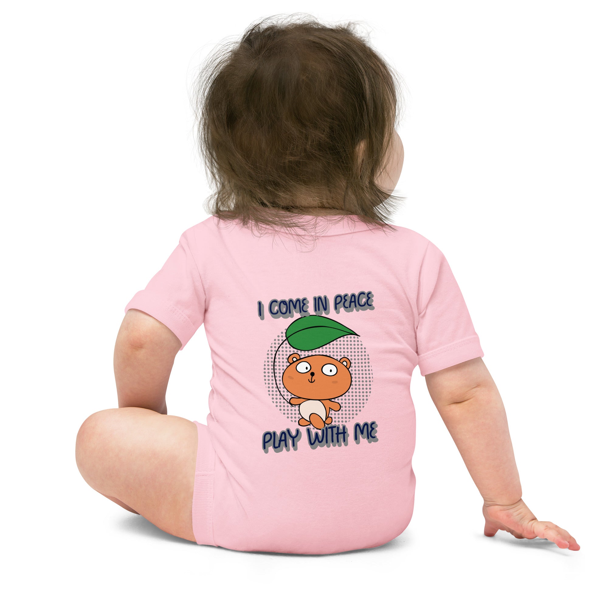 Peace bear - Baby short sleeve one piece (back print)