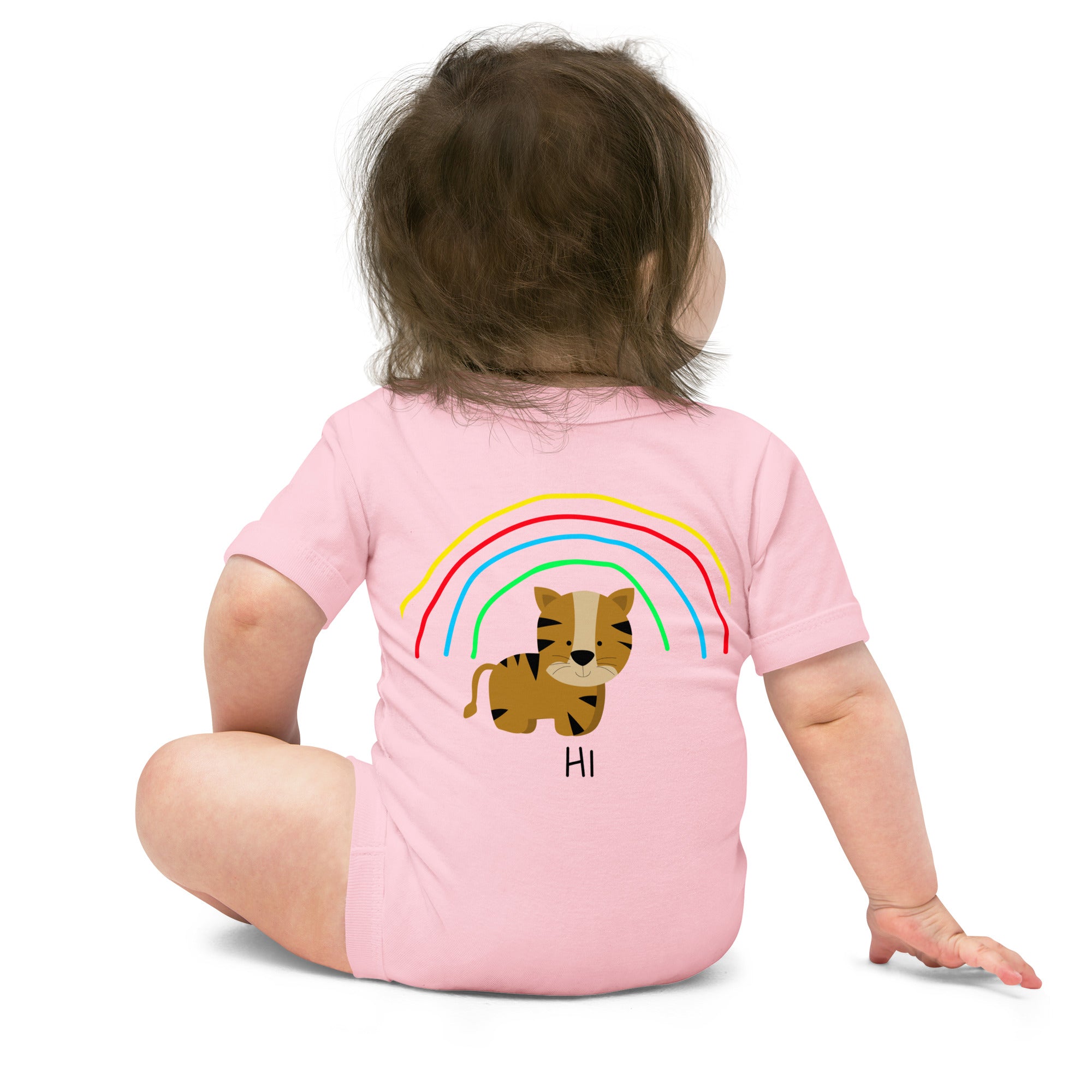 Rainbow tiger - Baby short sleeve one piece (back print)