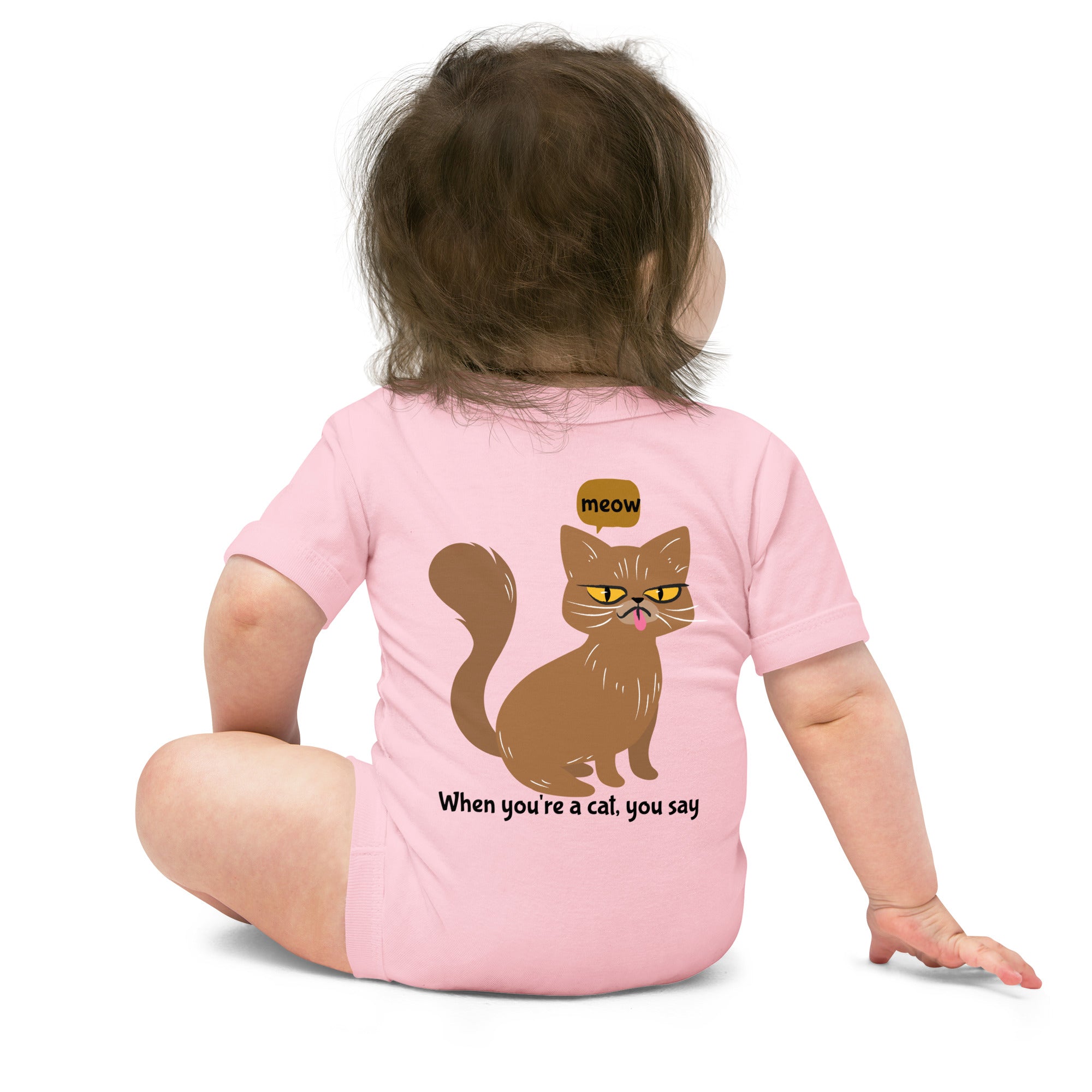 Meow - Baby short sleeve one piece (back print)