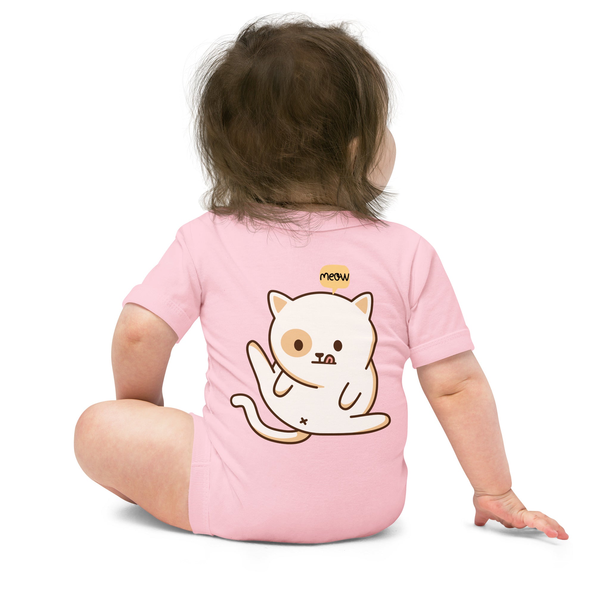 Meow v1 - Baby short sleeve one piece (back print)