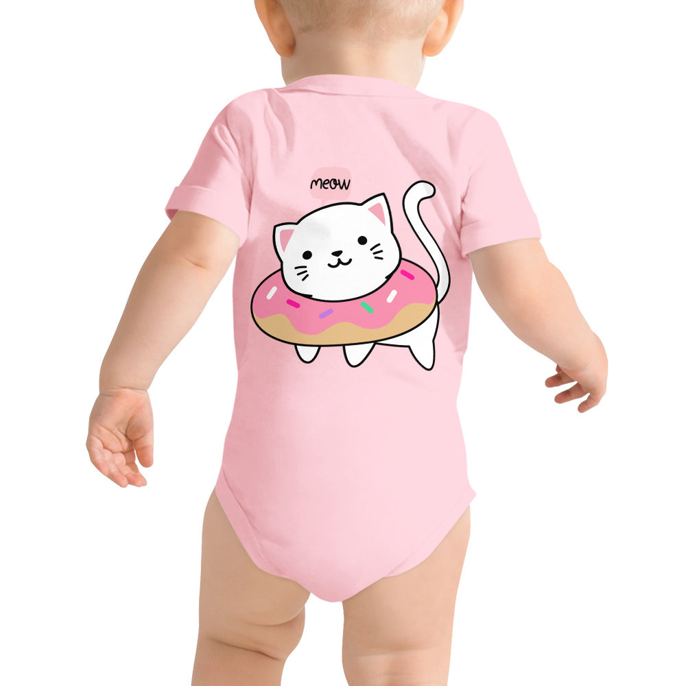 Meow v2 - Baby short sleeve one piece (back print)