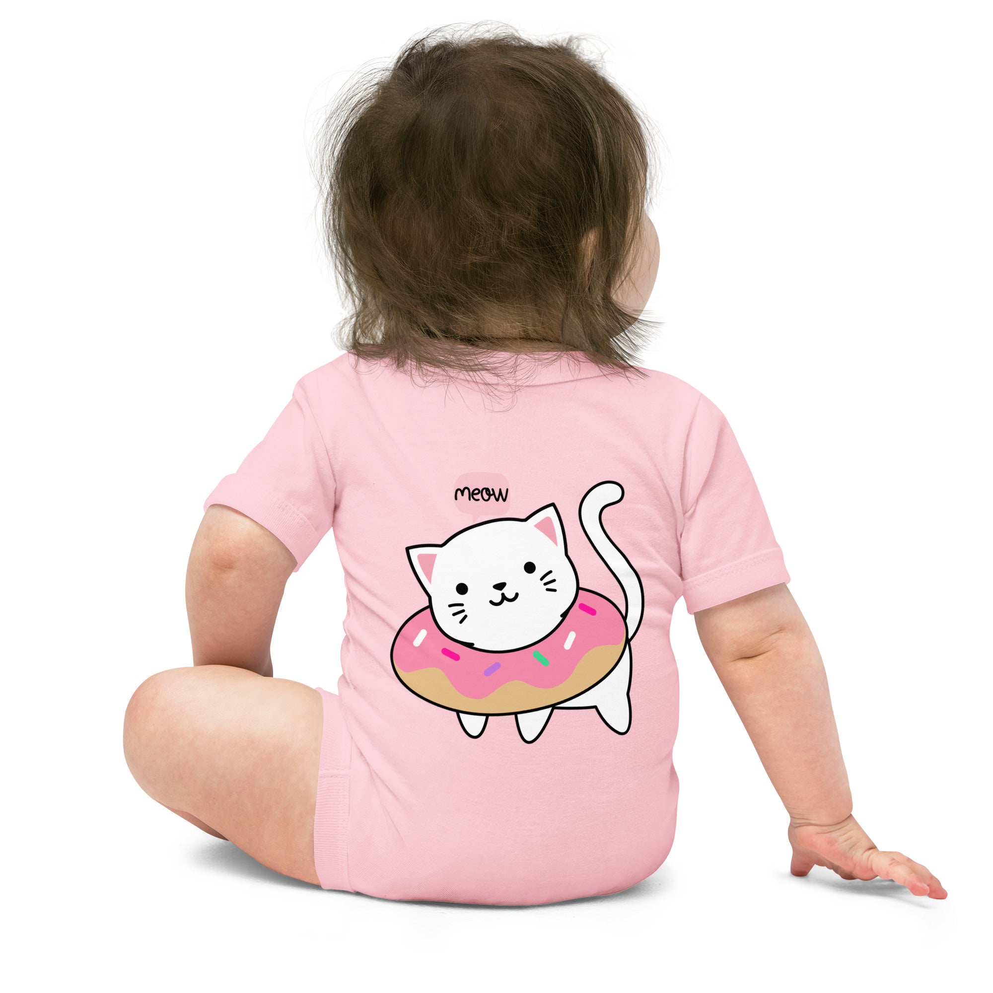 Meow v2 - Baby short sleeve one piece (back print)