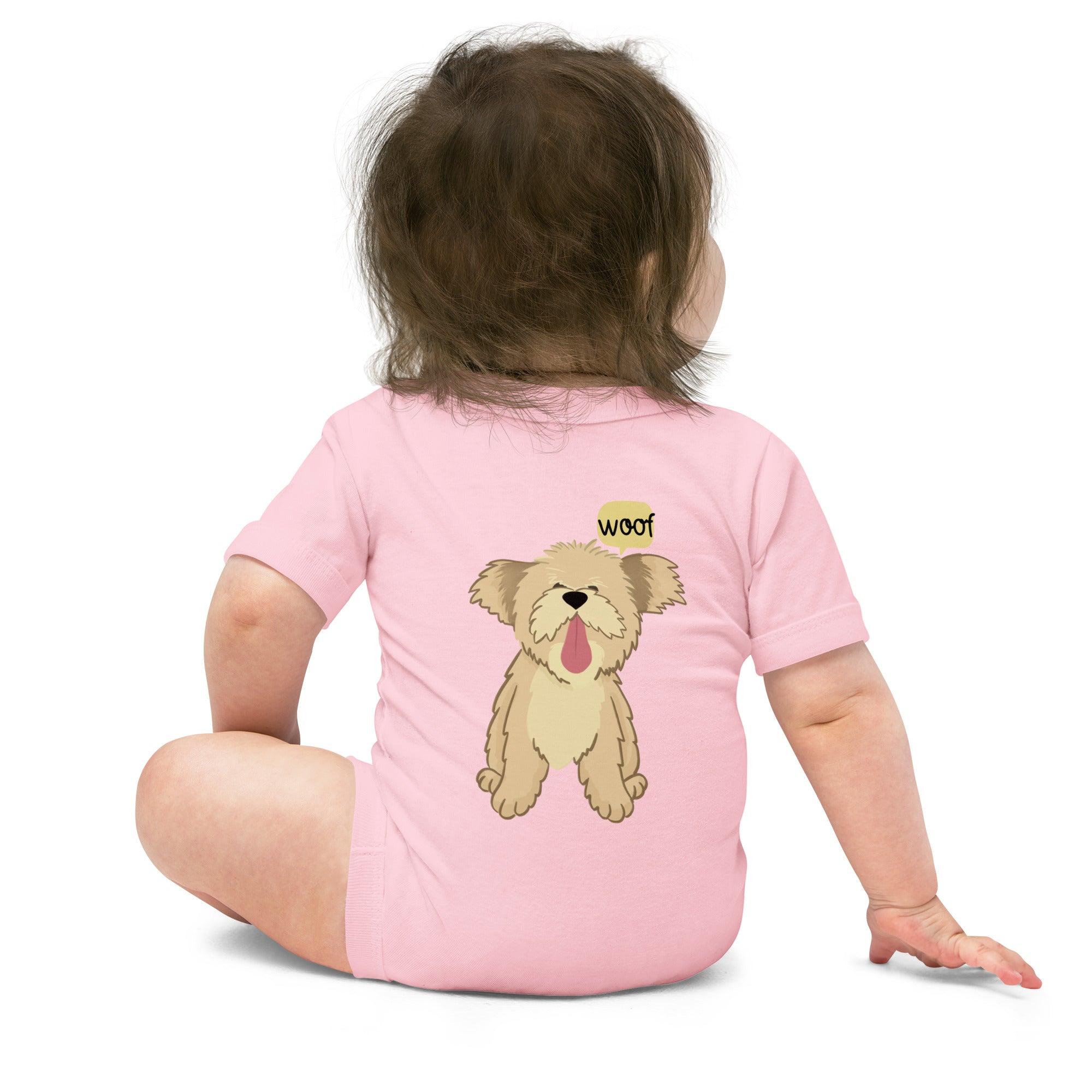 Woof v1 - Baby short sleeve one piece (back print)