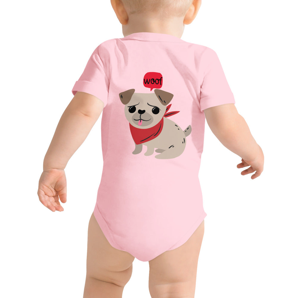 Woof v2 - Baby short sleeve one piece (back print)