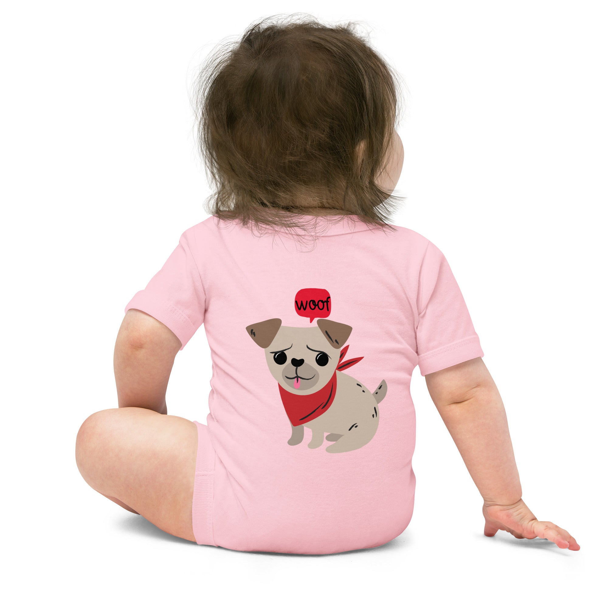 Woof v2 - Baby short sleeve one piece (back print)