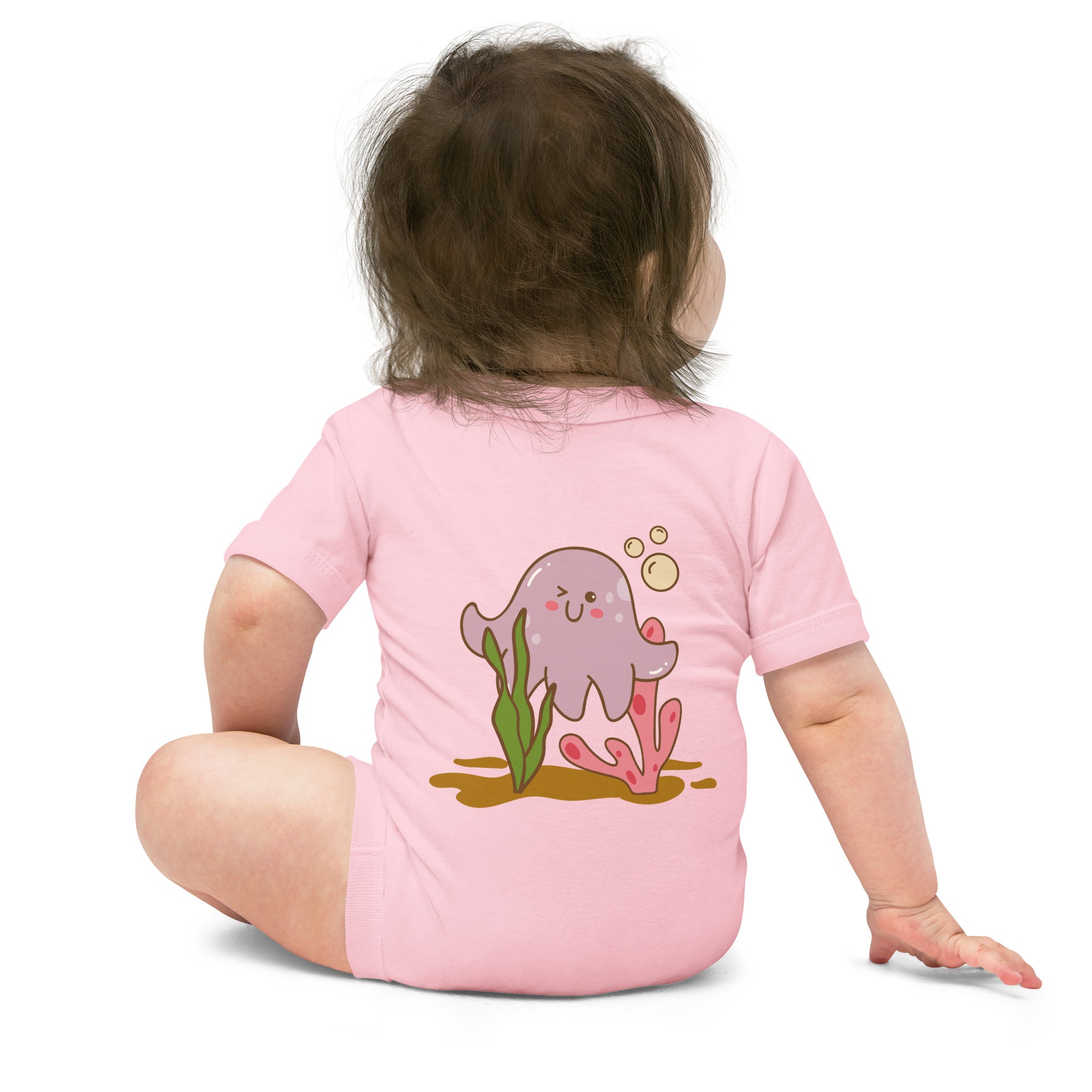 Kawaii sea creature - Baby short sleeve one piece (back print)