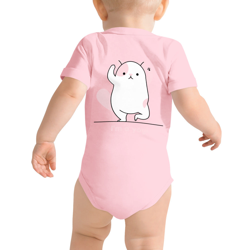 Meow Yogi - Baby short sleeve one piece (back print)