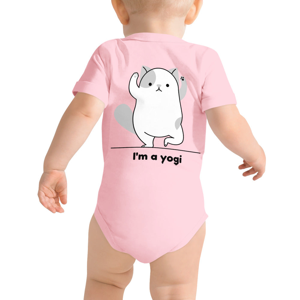 Meow Yogi - Baby short sleeve one piece (back print)