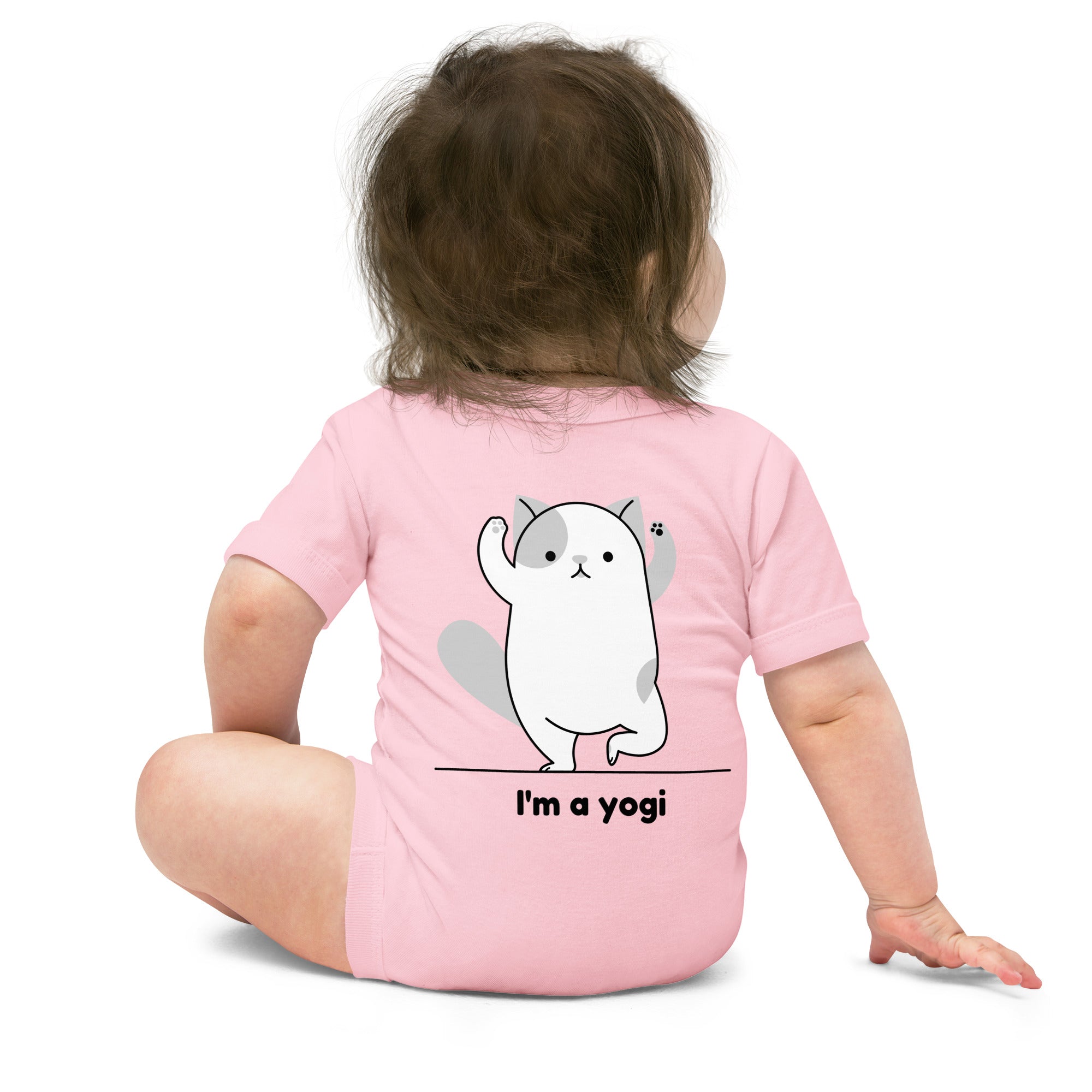 Meow Yogi - Baby short sleeve one piece (back print)