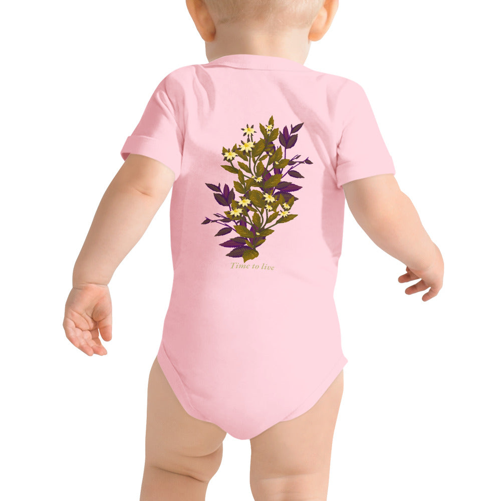 botanical illustration - Baby short sleeve one piece (back print)