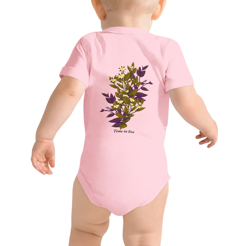 botanical illustration - Baby short sleeve one piece (back print)