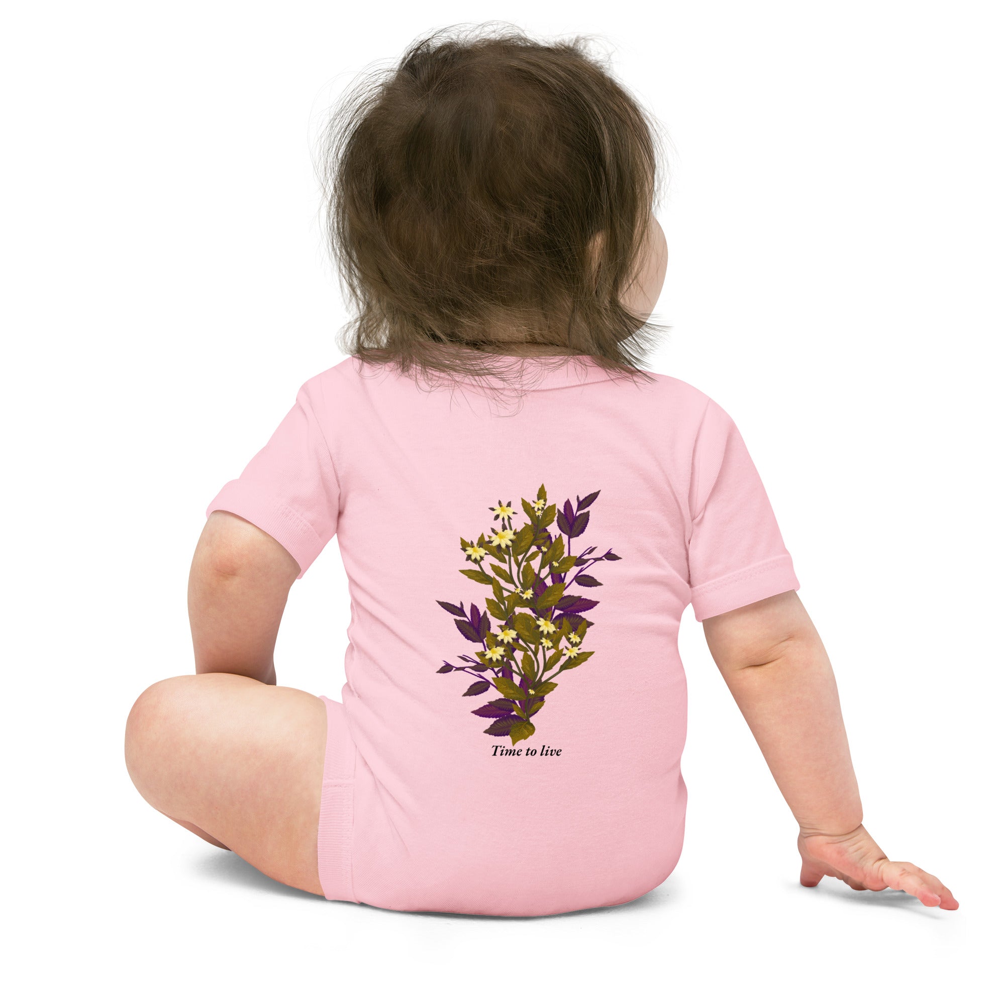 botanical illustration - Baby short sleeve one piece (back print)