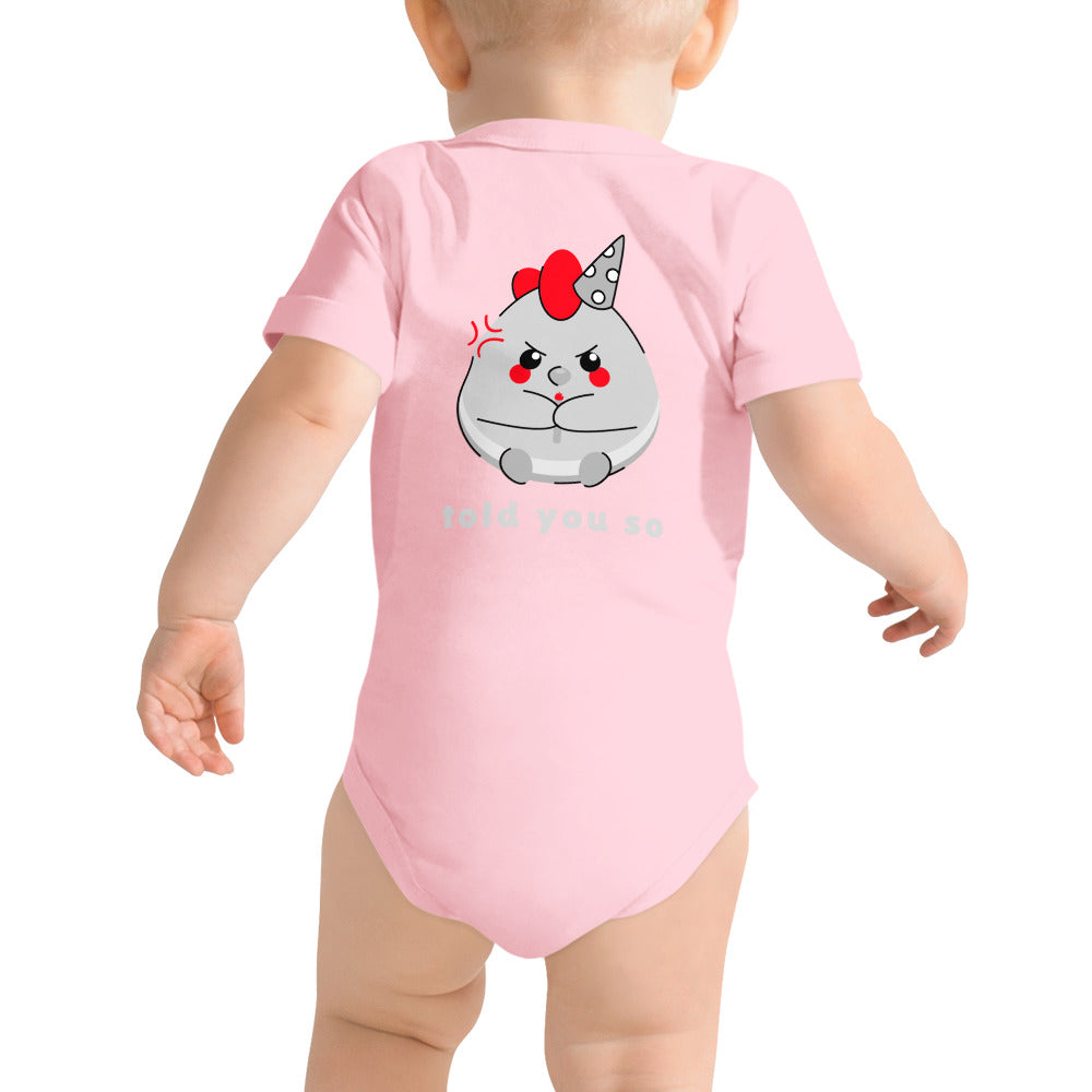 Told you so V - Baby short sleeve one piece (back print)