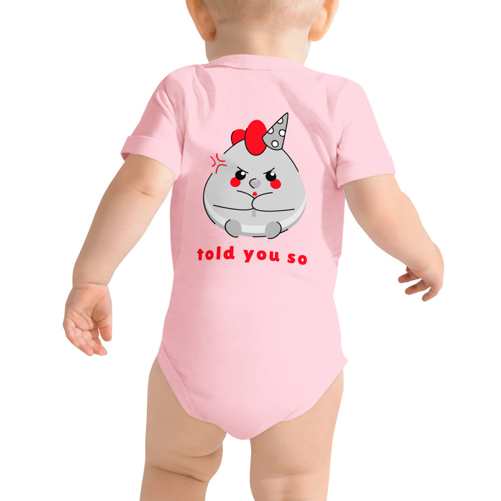 Told you so V - Baby short sleeve one piece (back print)