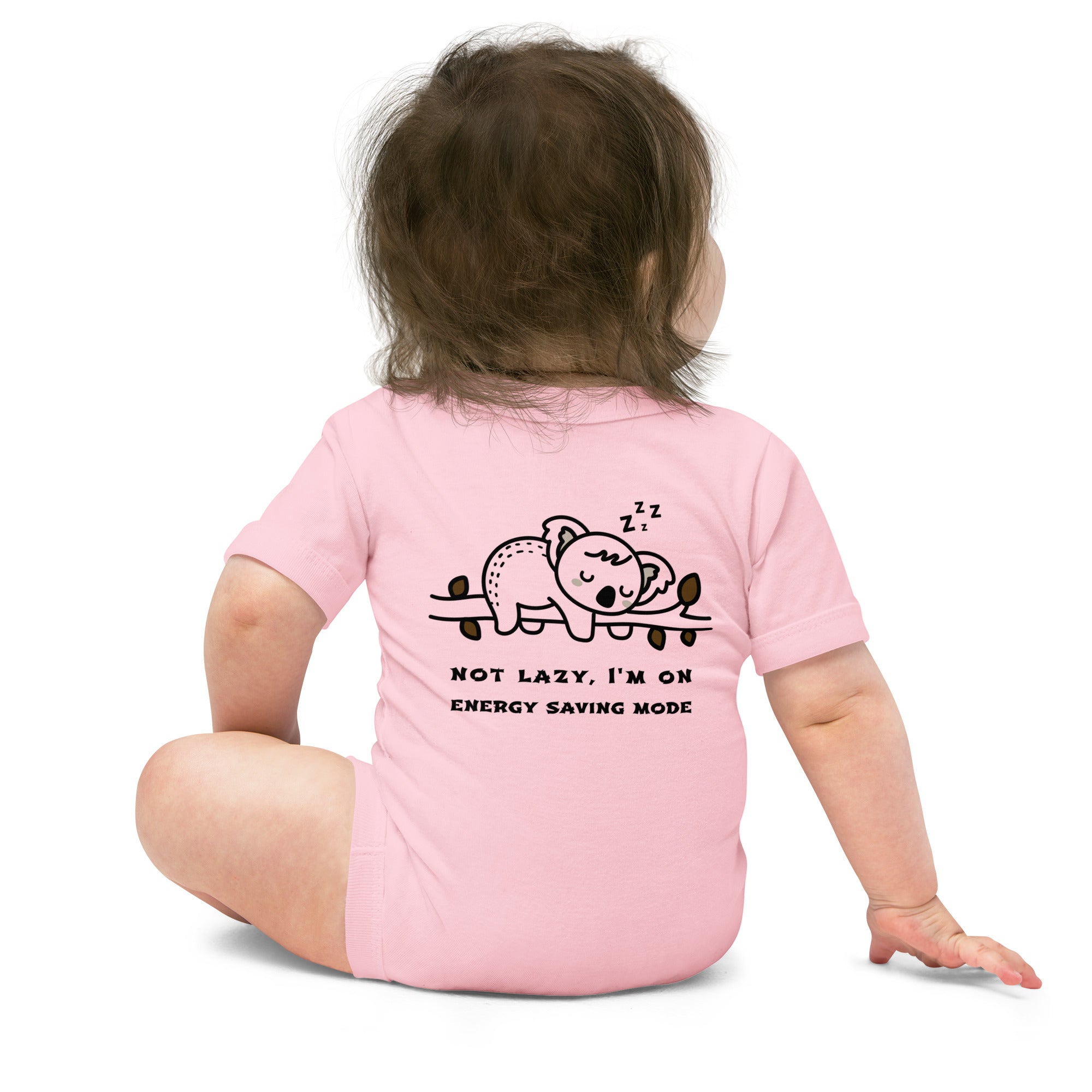 Not lazy, I'm on energy saving mode - Baby short sleeve one piece (back print)