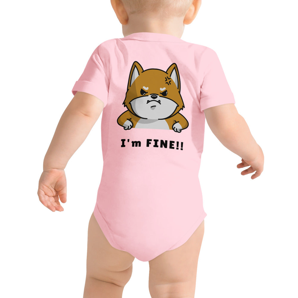 I'm fine - Baby short sleeve one piece (back print)