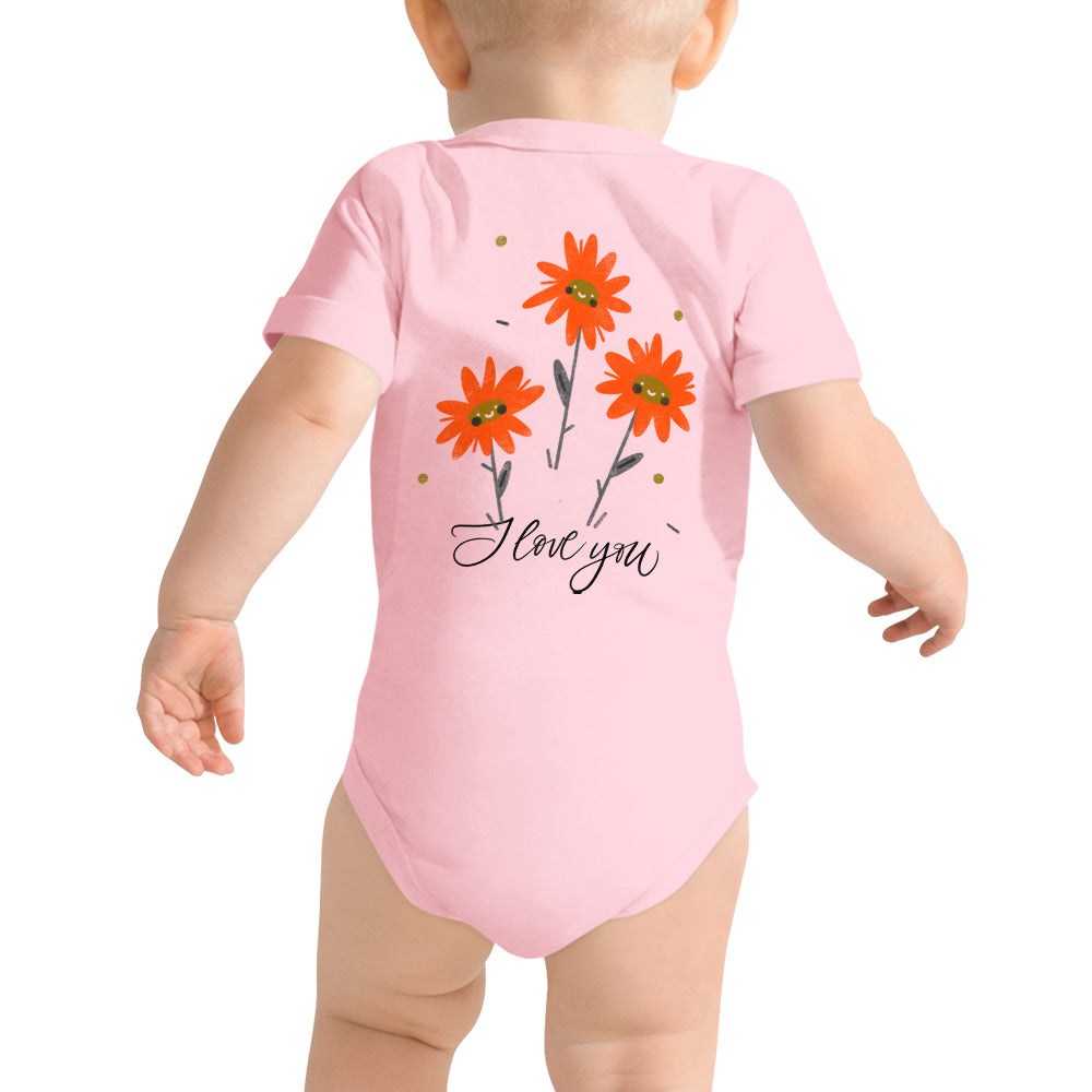 I love you - Baby short sleeve one piece (back print)