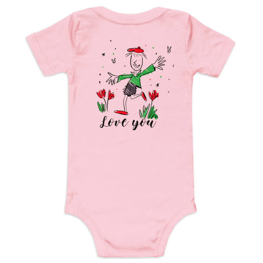 Love you - Baby short sleeve one piece (back print)