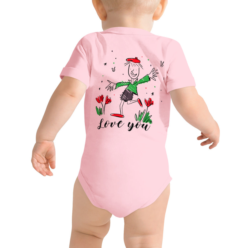 Love you - Baby short sleeve one piece (back print)