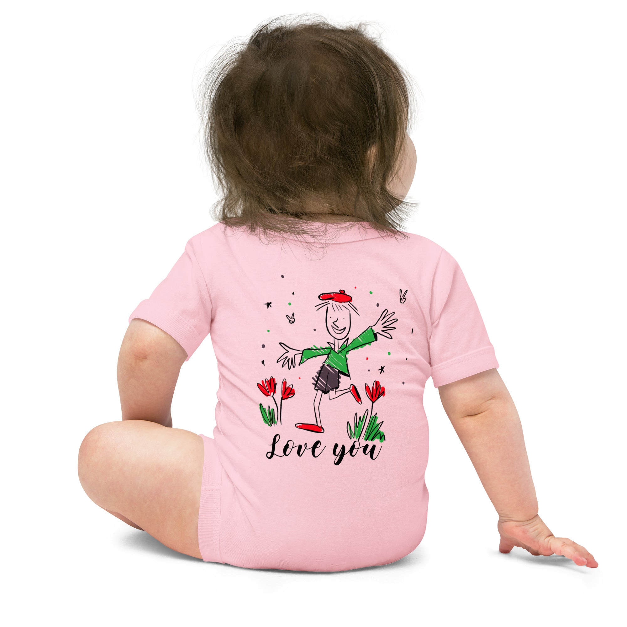 Love you - Baby short sleeve one piece (back print)