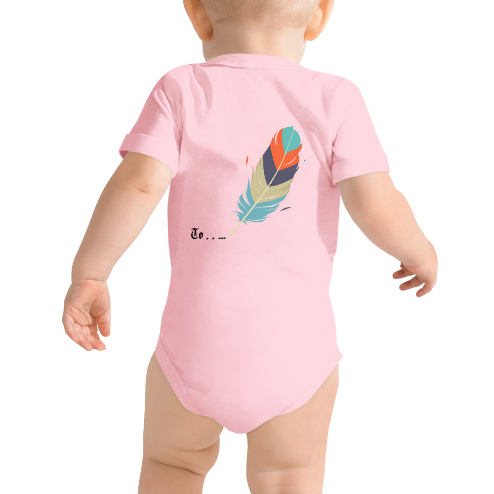 Feathers inspiration V2 - Baby short sleeve one piece (back print)