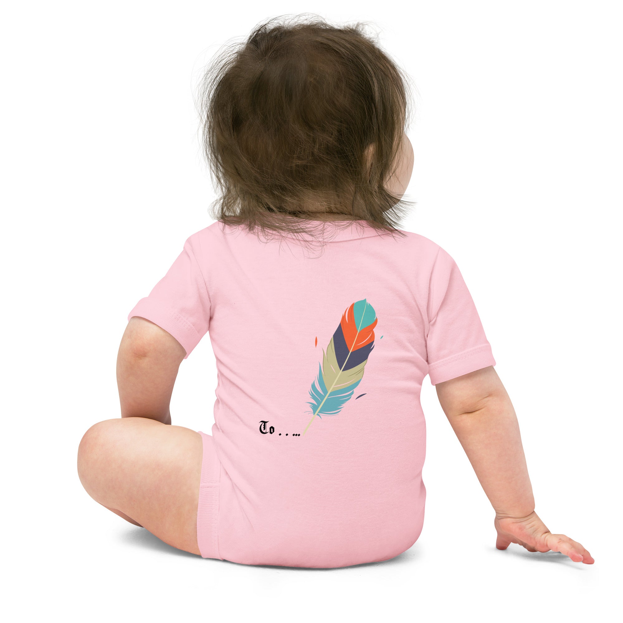 Feathers inspiration V2 - Baby short sleeve one piece (back print)