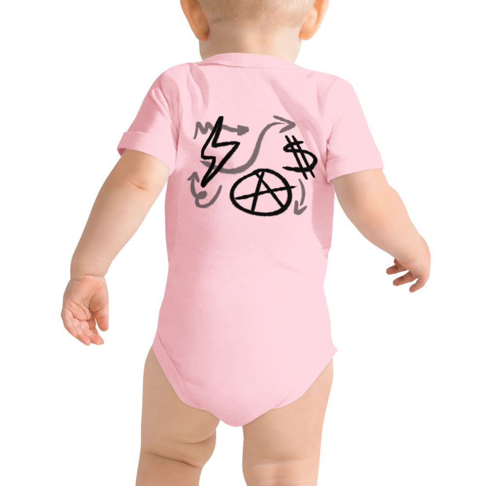 $ = $ - Baby short sleeve one piece (back print)