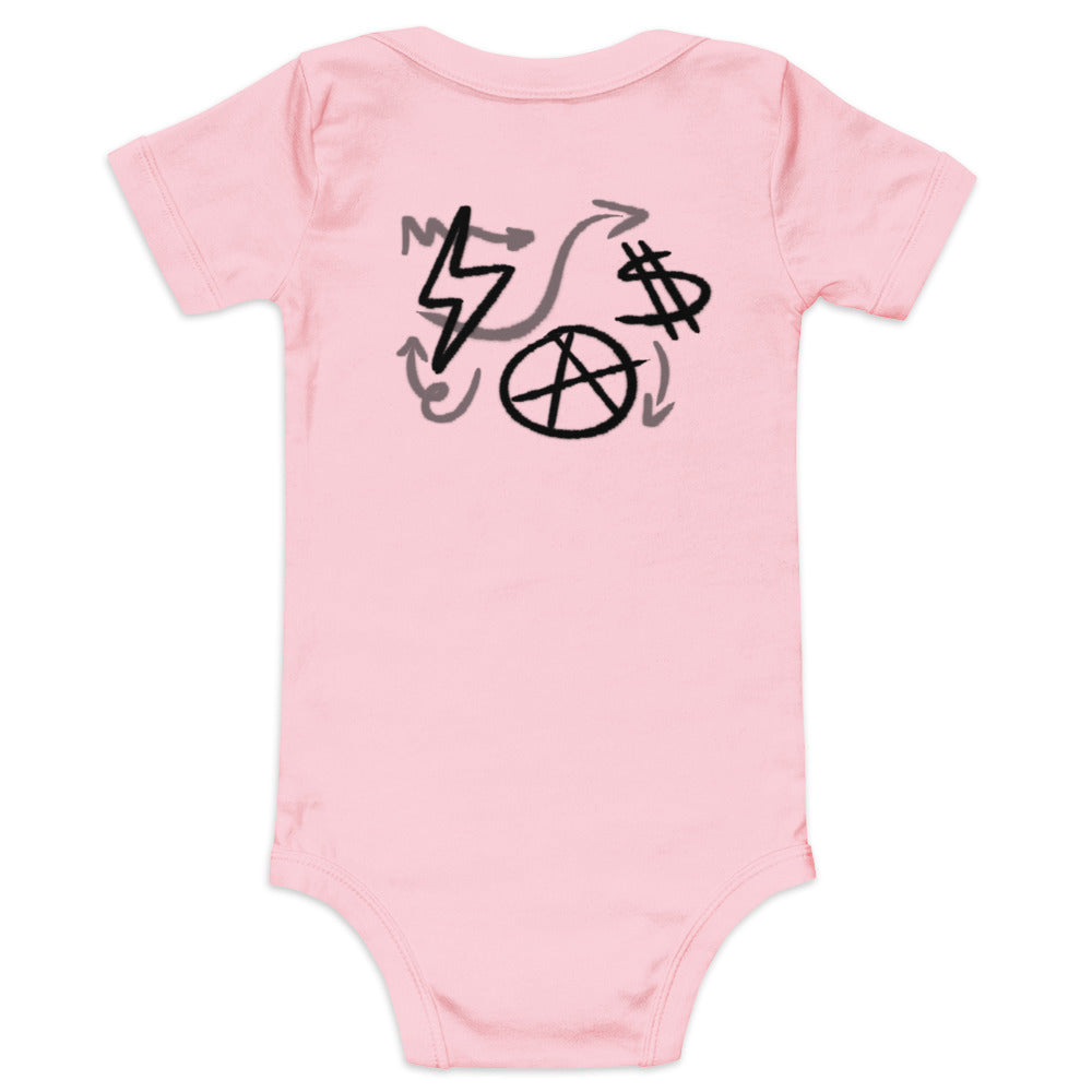 $ = $ - Baby short sleeve one piece (back print)