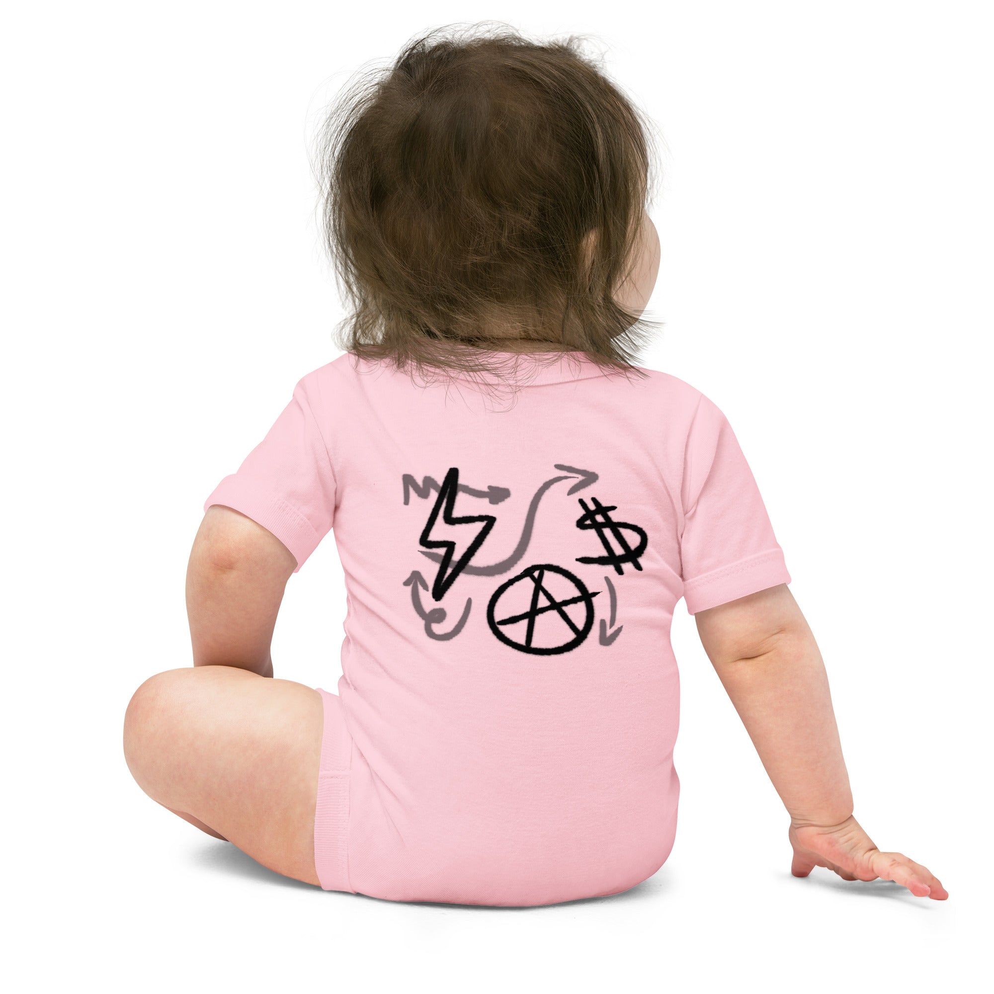 $ = $ - Baby short sleeve one piece (back print)