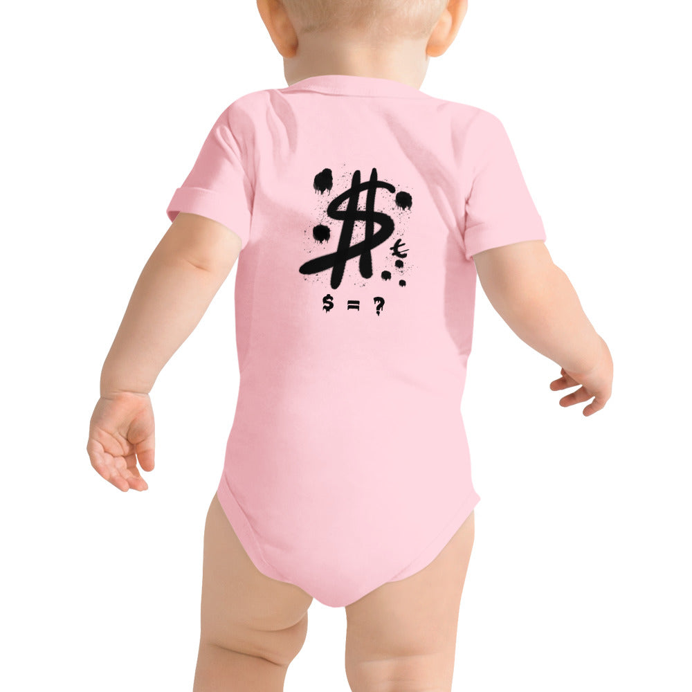 $ = ? - Baby short sleeve one piece (back print)