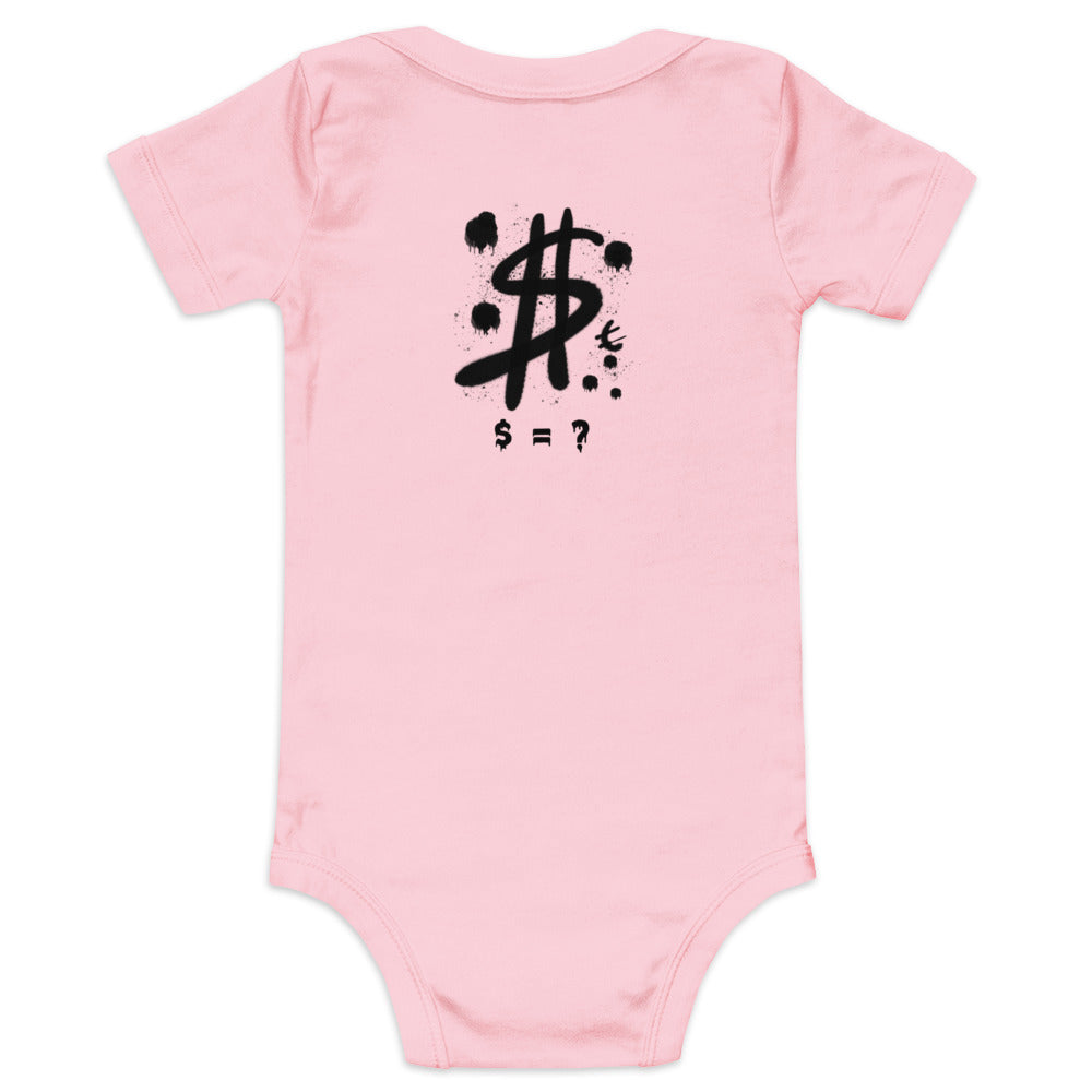 $ = ? - Baby short sleeve one piece (back print)