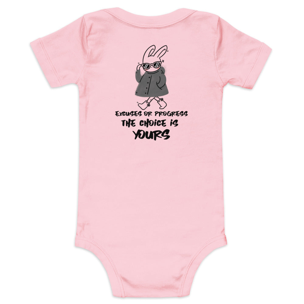 Excuses or Progress, the choice is yours  - Baby short sleeve one piece (back print)