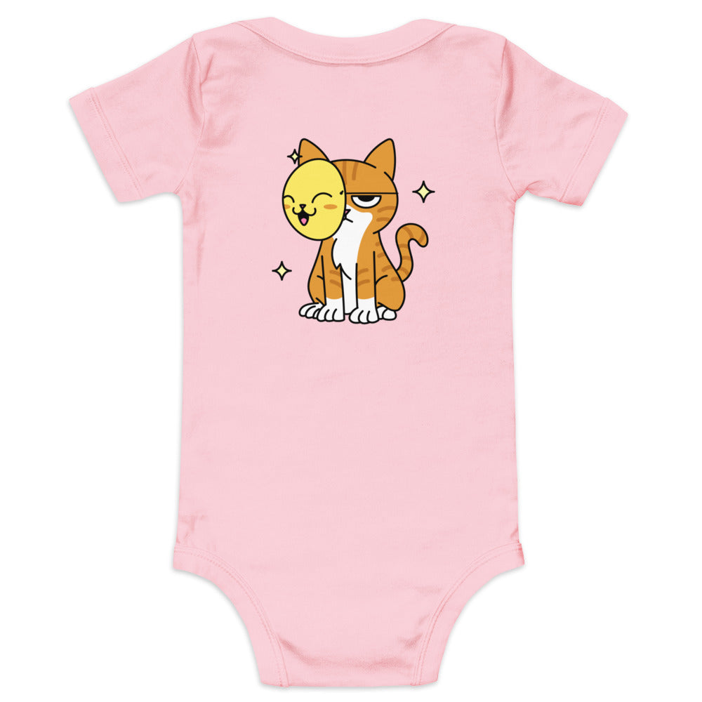 Meow at work - Baby short sleeve one piece (back print)