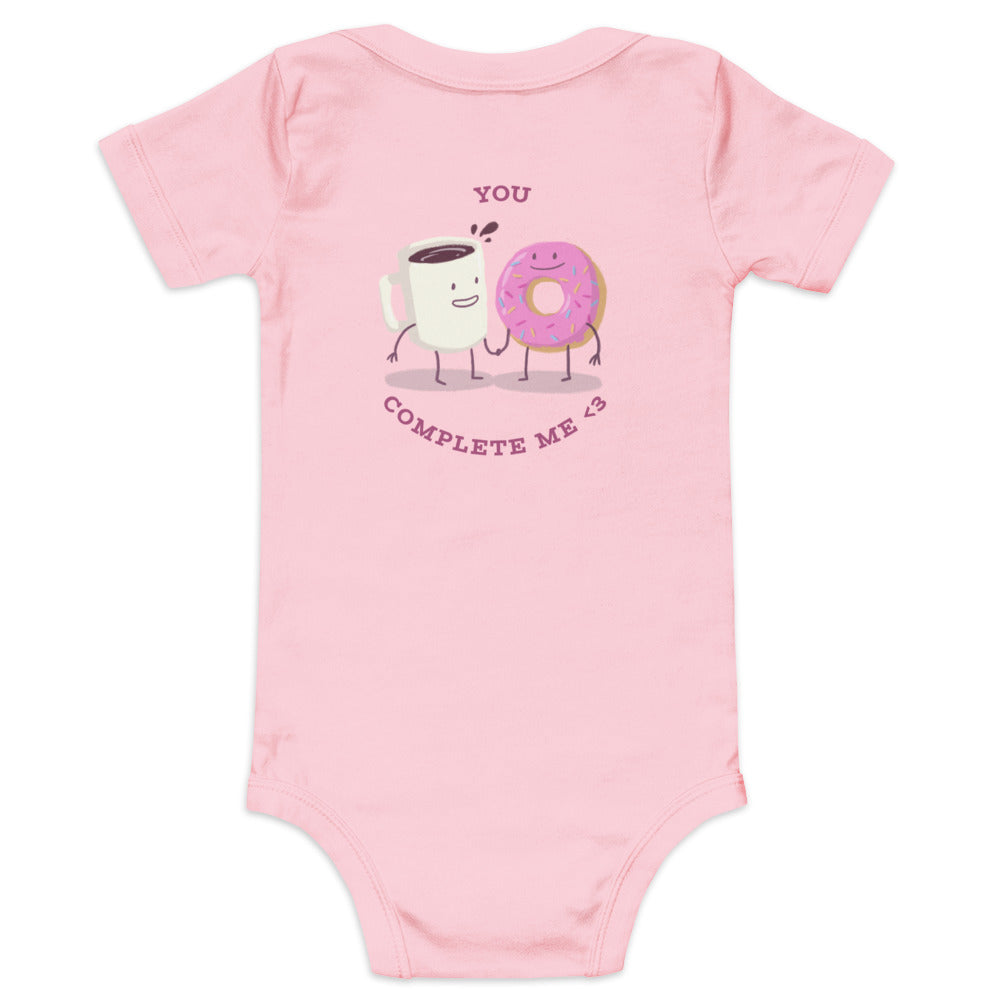 You complete me - Baby short sleeve one piece (back print)