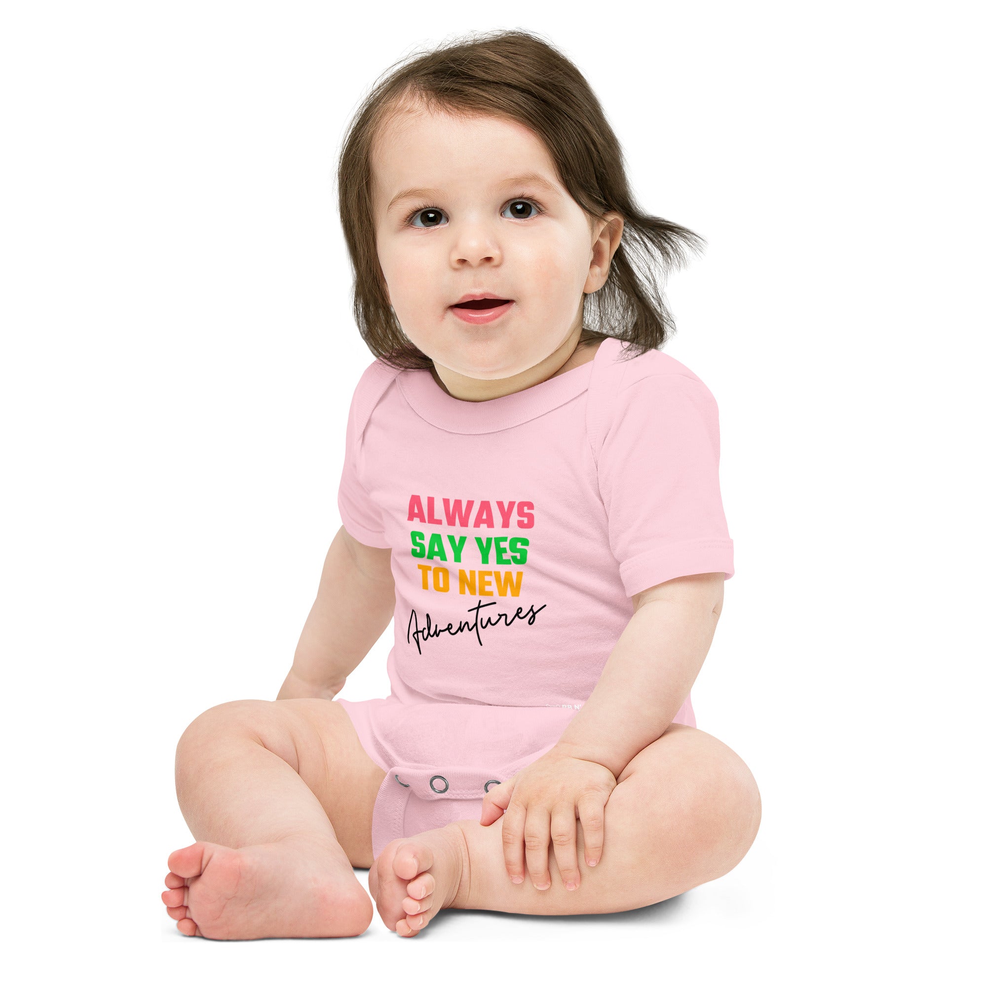 Always say yes to new, adventurer - Baby short sleeve one piece (rainbow)