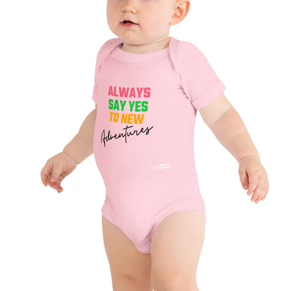 Always say yes to new, adventurer - Baby short sleeve one piece (rainbow)