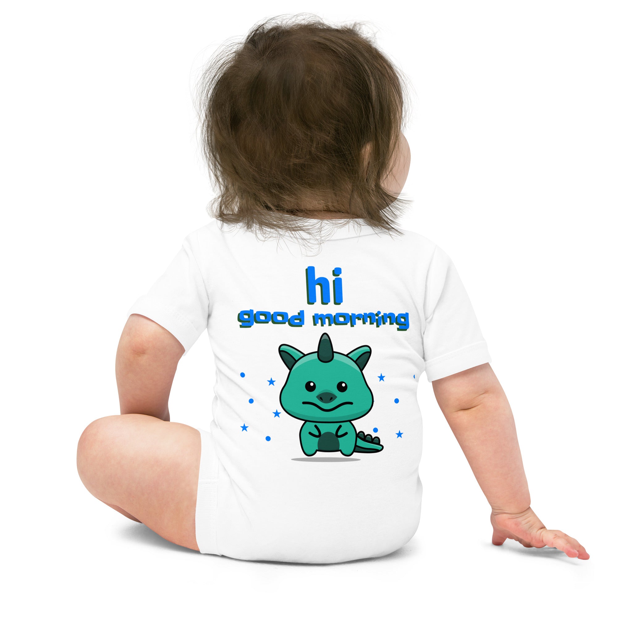 V1 Cute monster - Baby short sleeve one piece (back print)