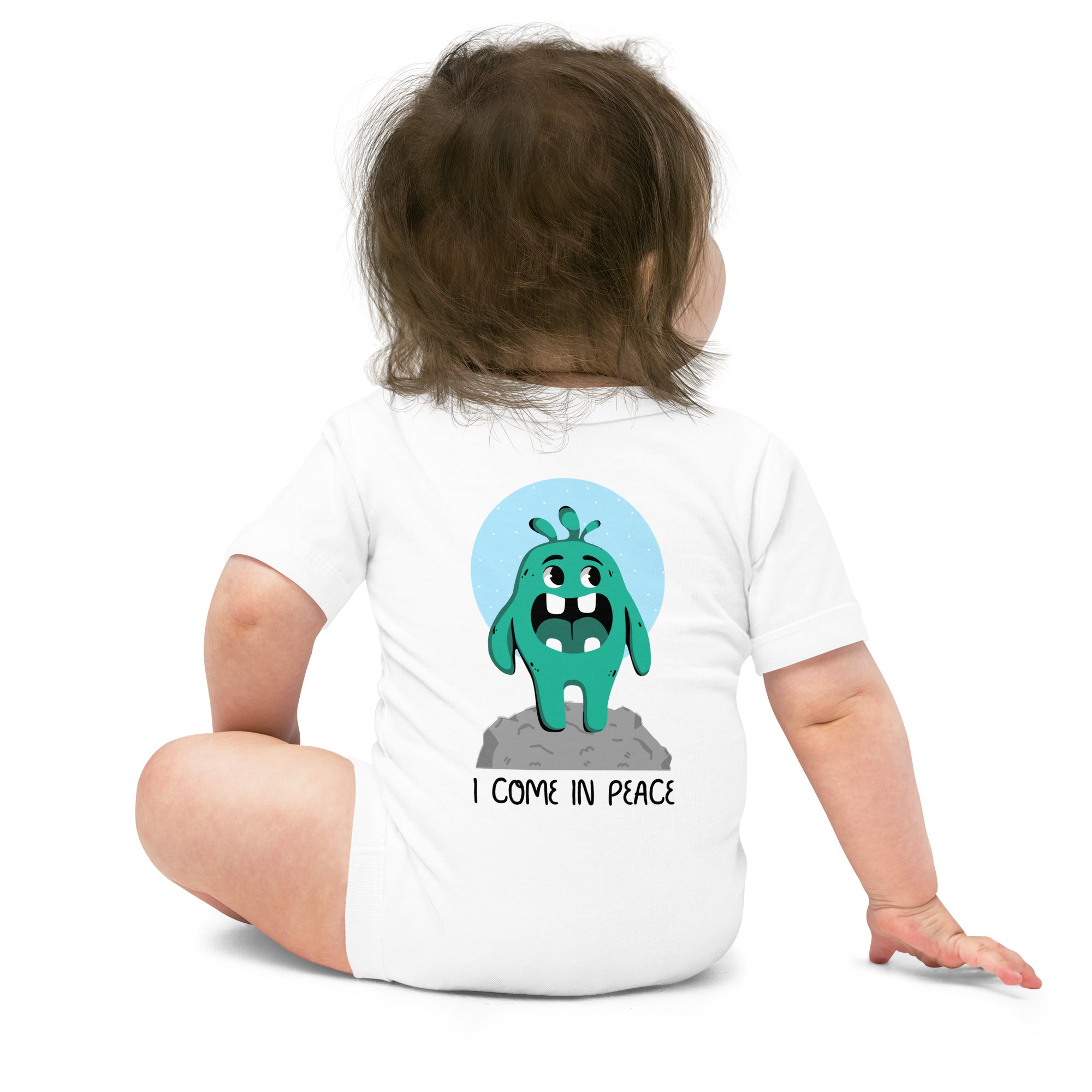 V Cute monster - Baby short sleeve one piece (back print)