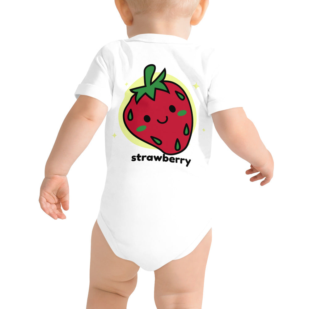 Strawberry - Baby short sleeve one piece (back print)