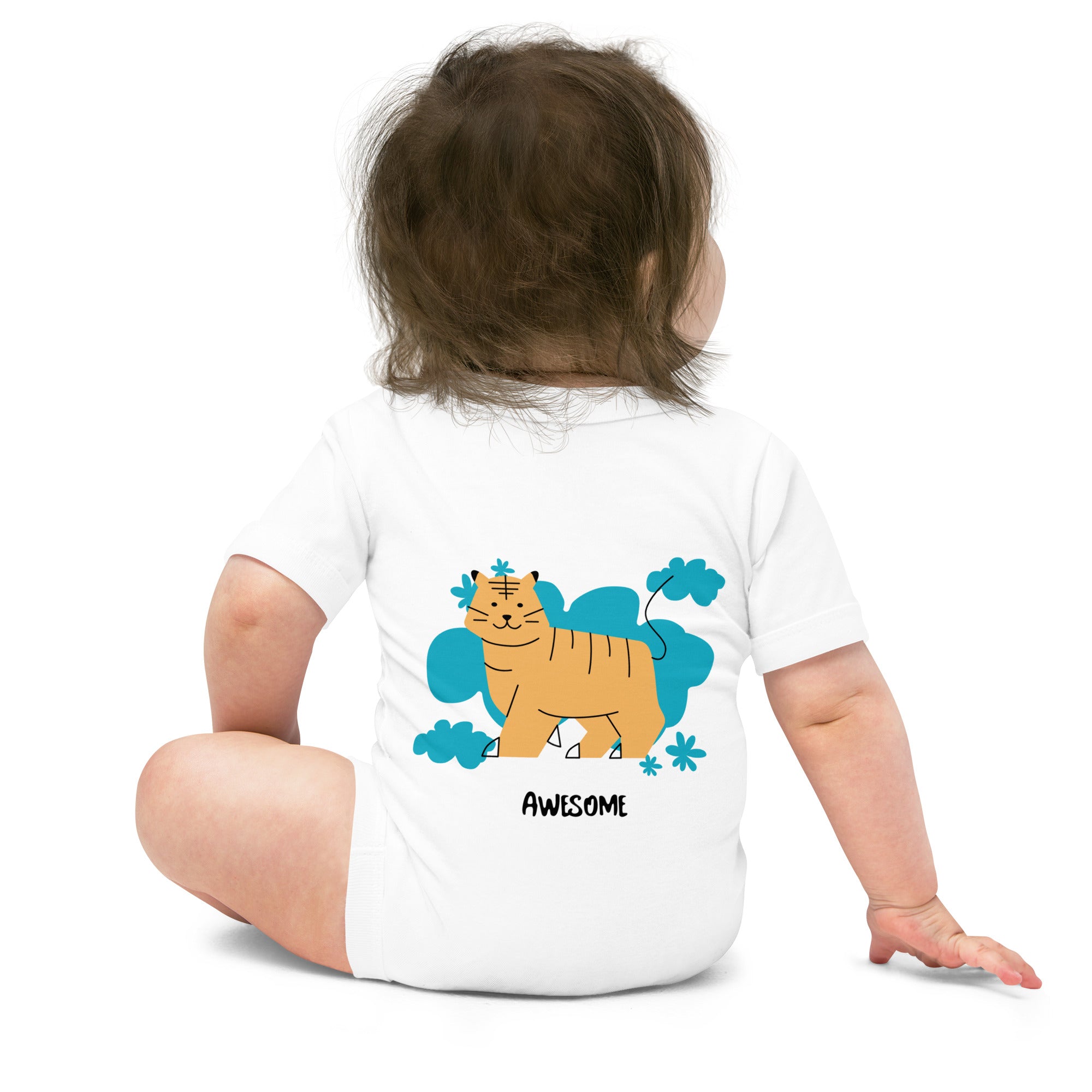 Awesome tiger - Baby short sleeve one piece (back print)