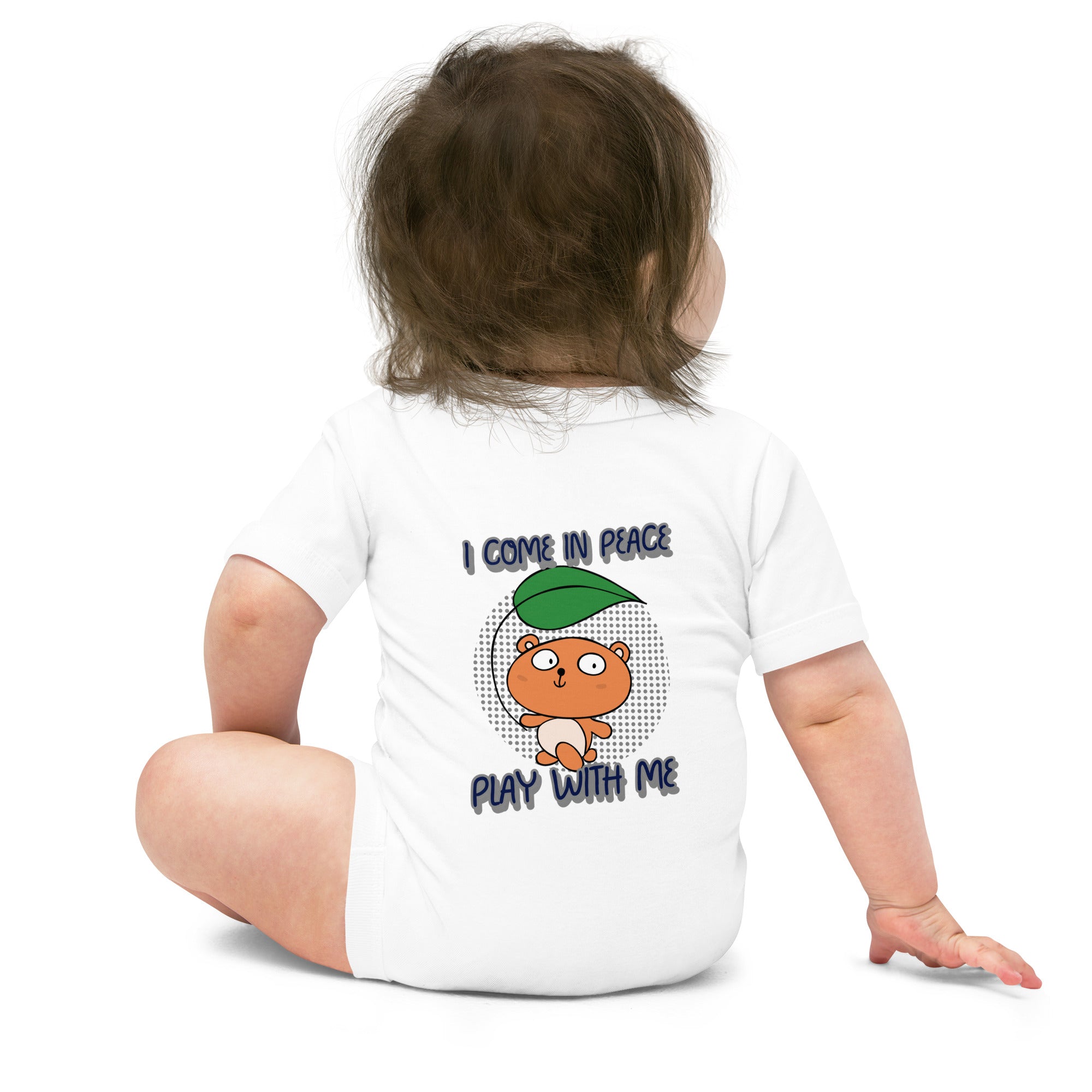 Peace bear - Baby short sleeve one piece (back print)