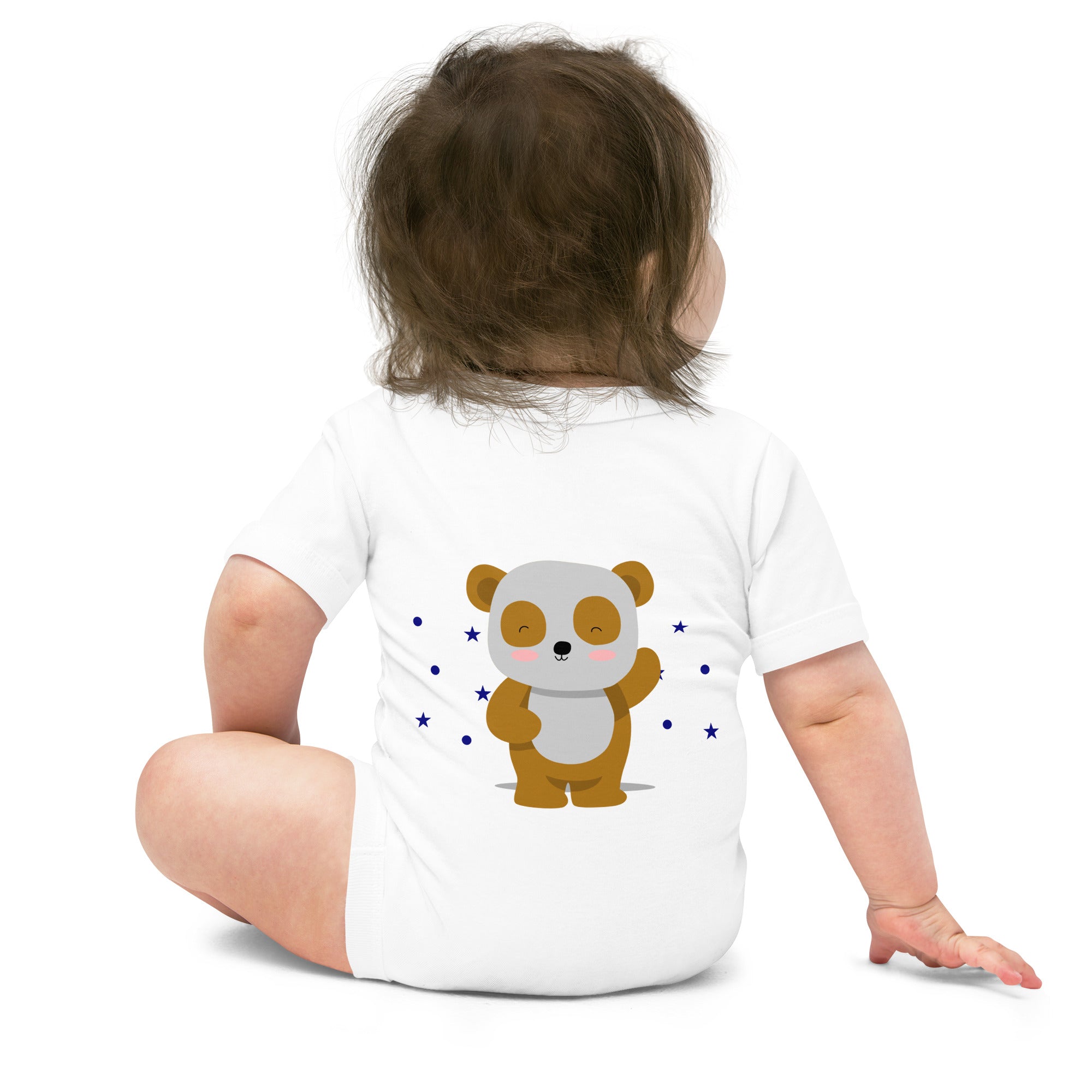 Sweet bear v1 - Baby short sleeve one piece (bank print)