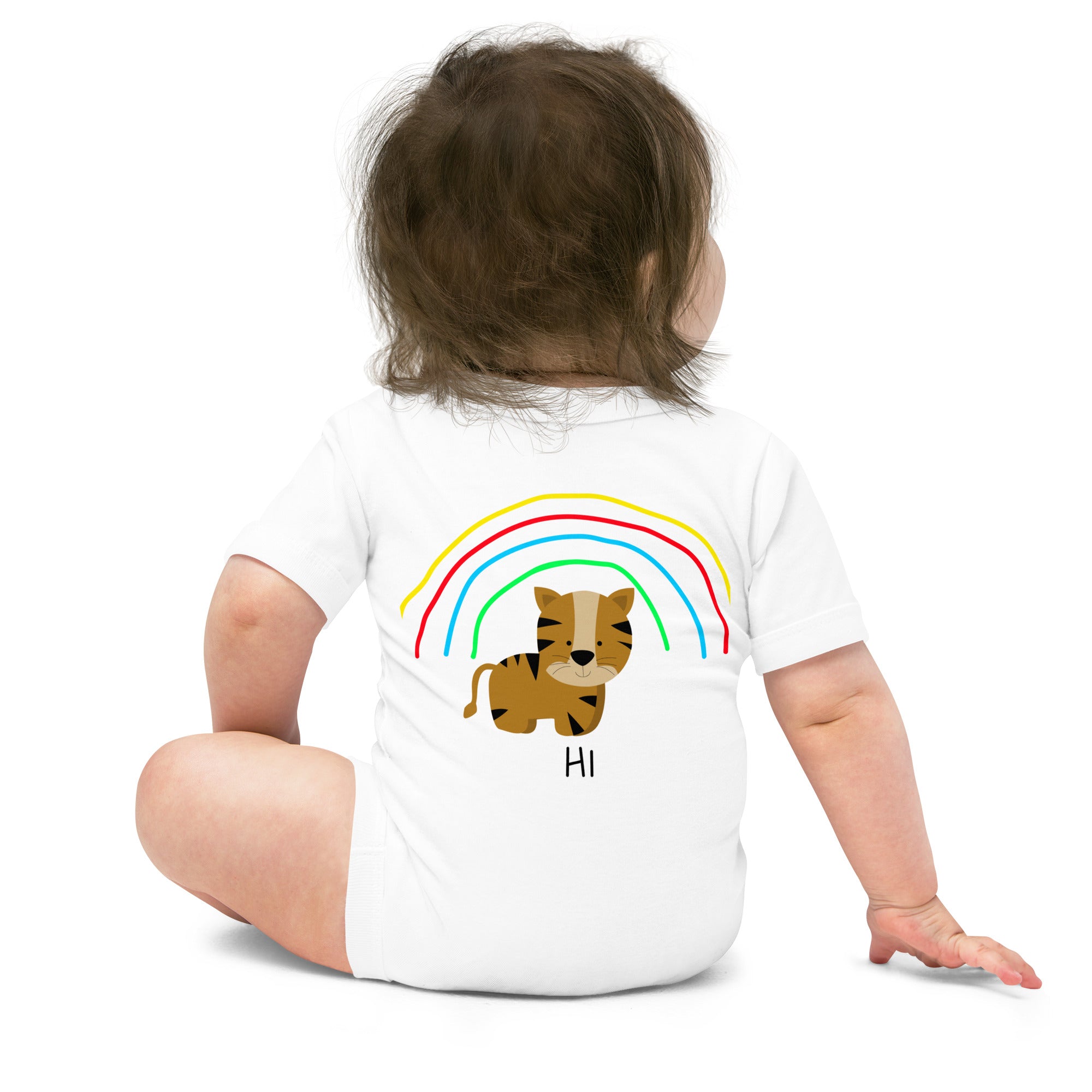 Rainbow tiger - Baby short sleeve one piece (back print)