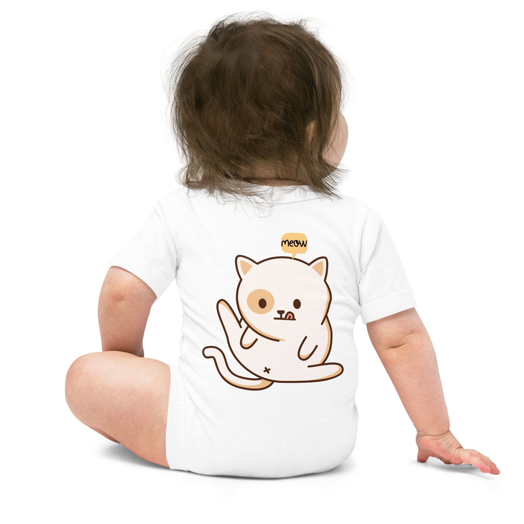 Meow v1 - Baby short sleeve one piece (back print)