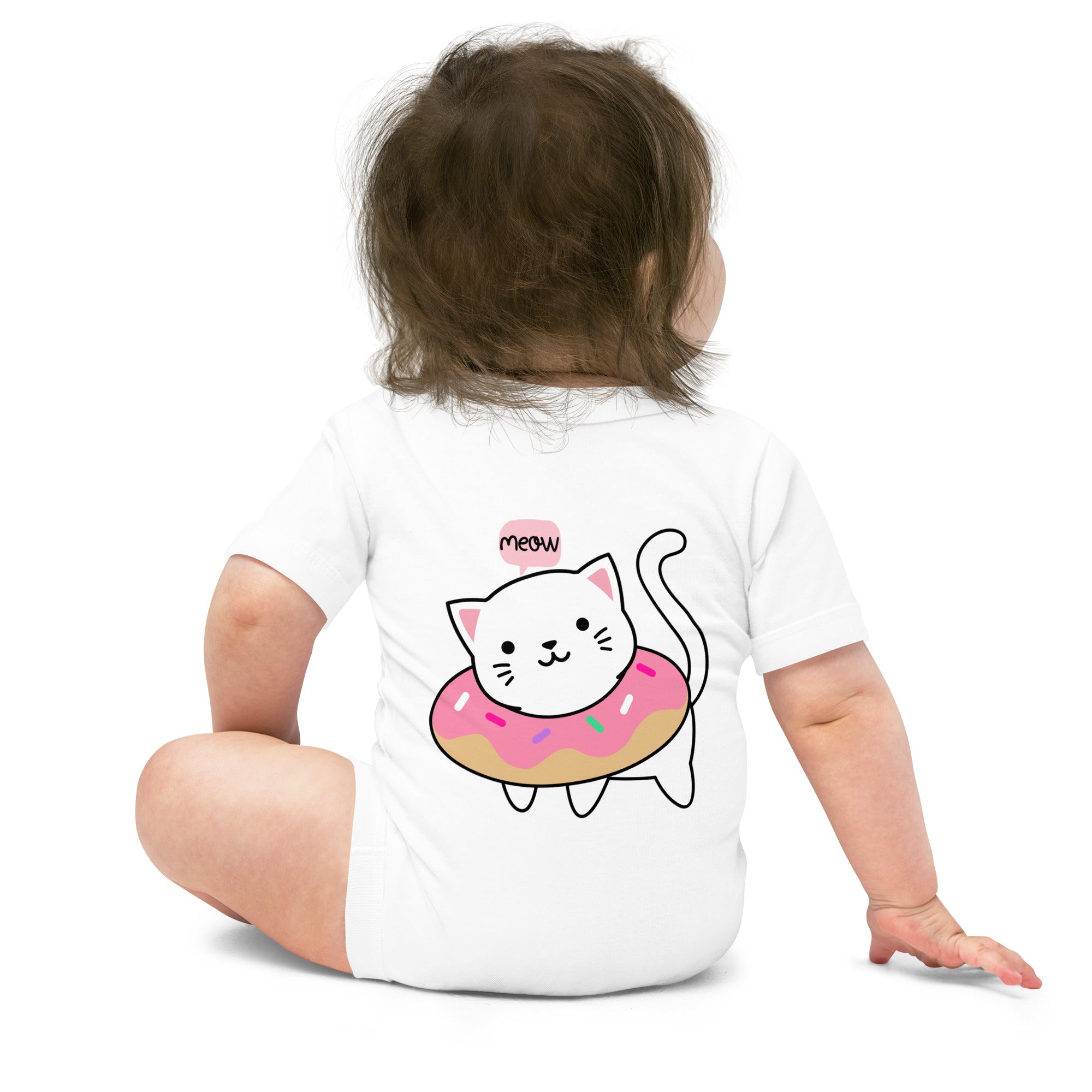 Meow v2 - Baby short sleeve one piece (back print)