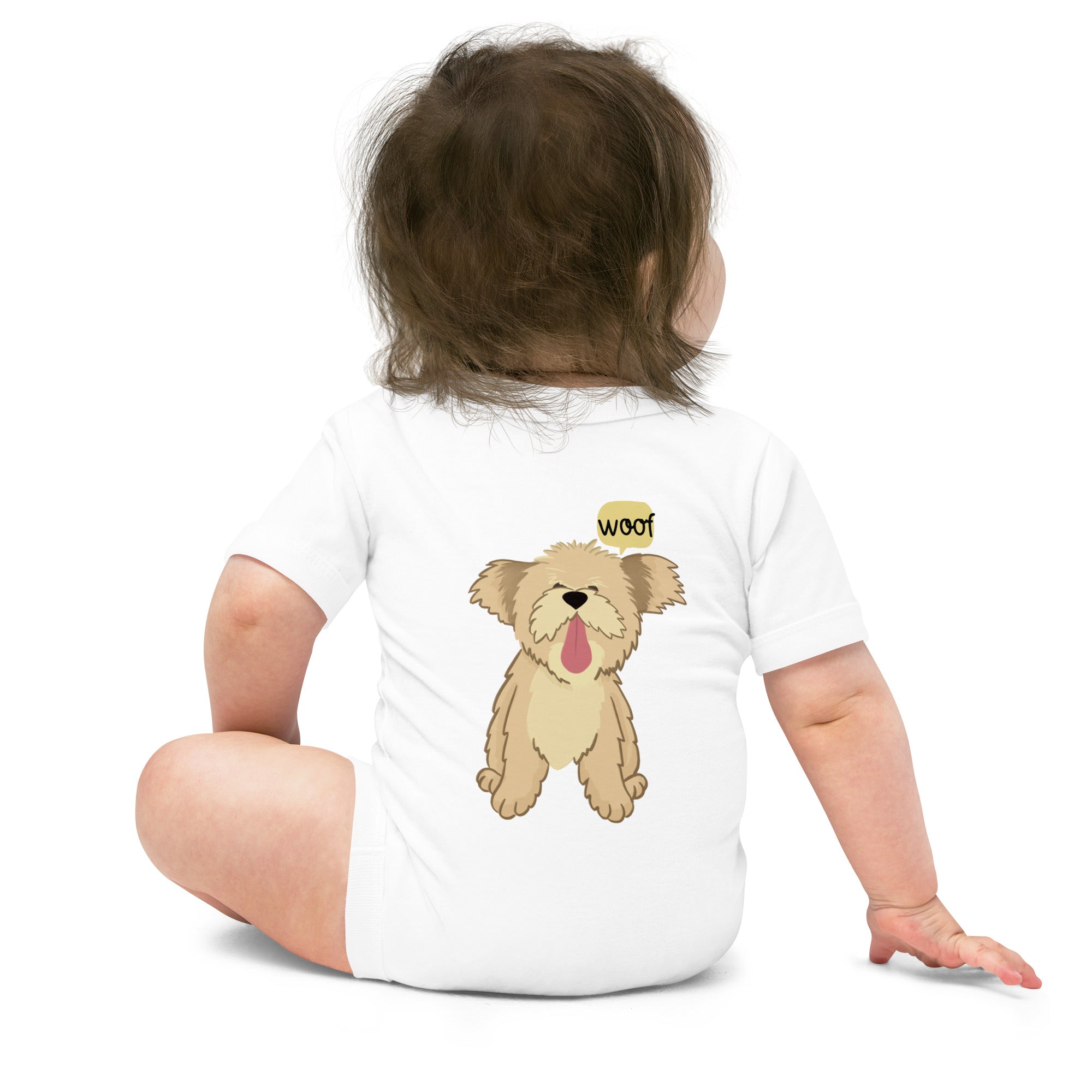 Woof v1 - Baby short sleeve one piece (back print)