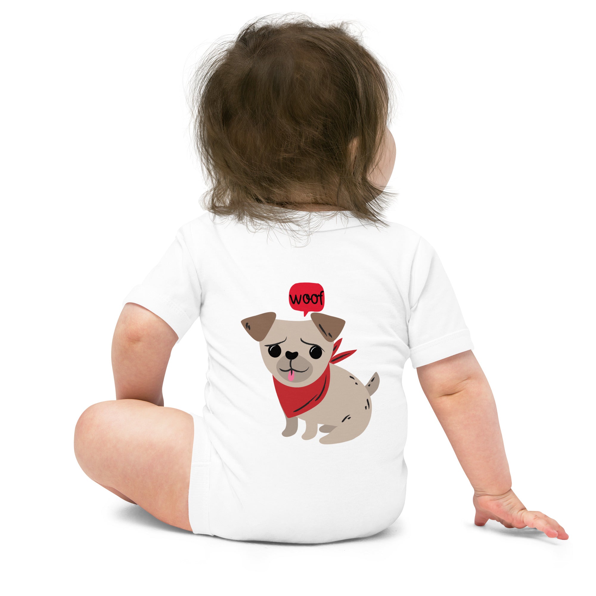 Woof v2 - Baby short sleeve one piece (back print)