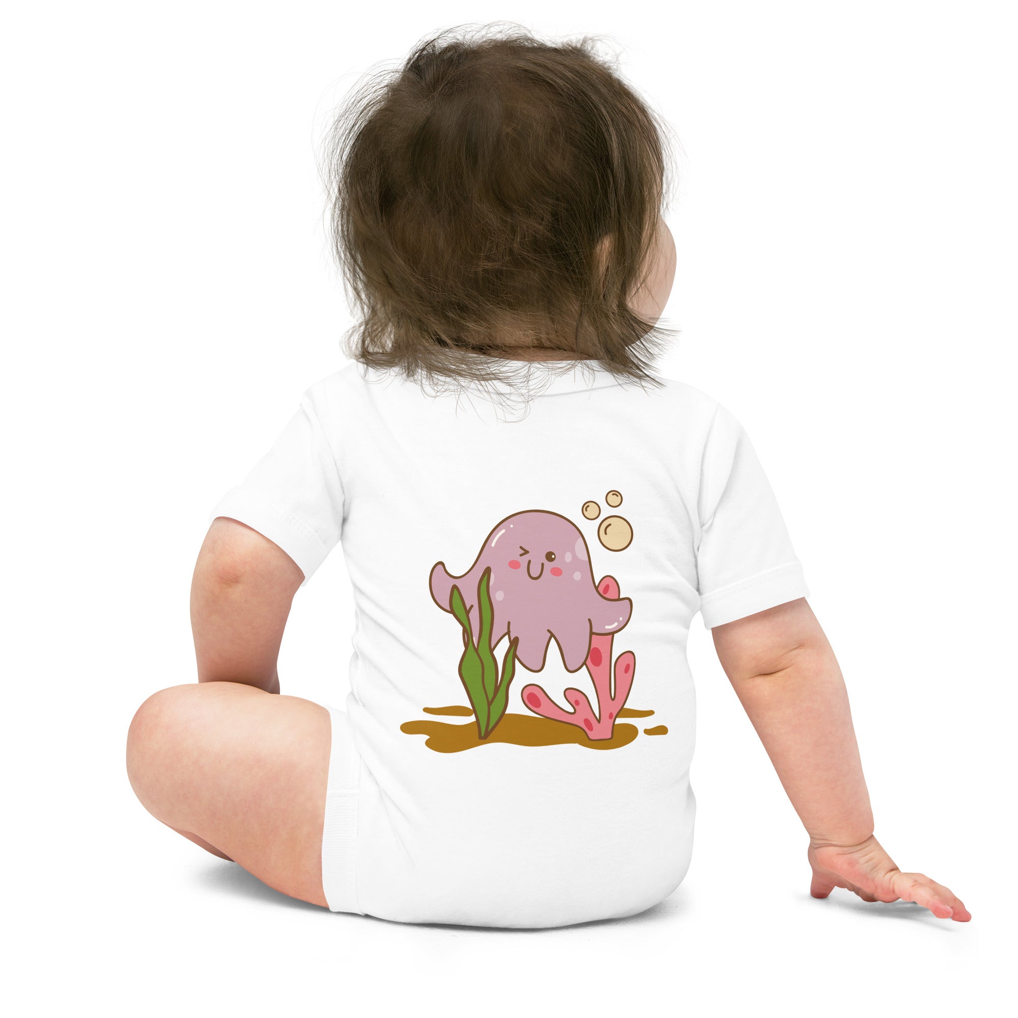 Kawaii sea creature - Baby short sleeve one piece (back print)