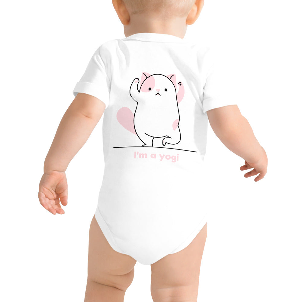 Meow Yogi - Baby short sleeve one piece (back print)