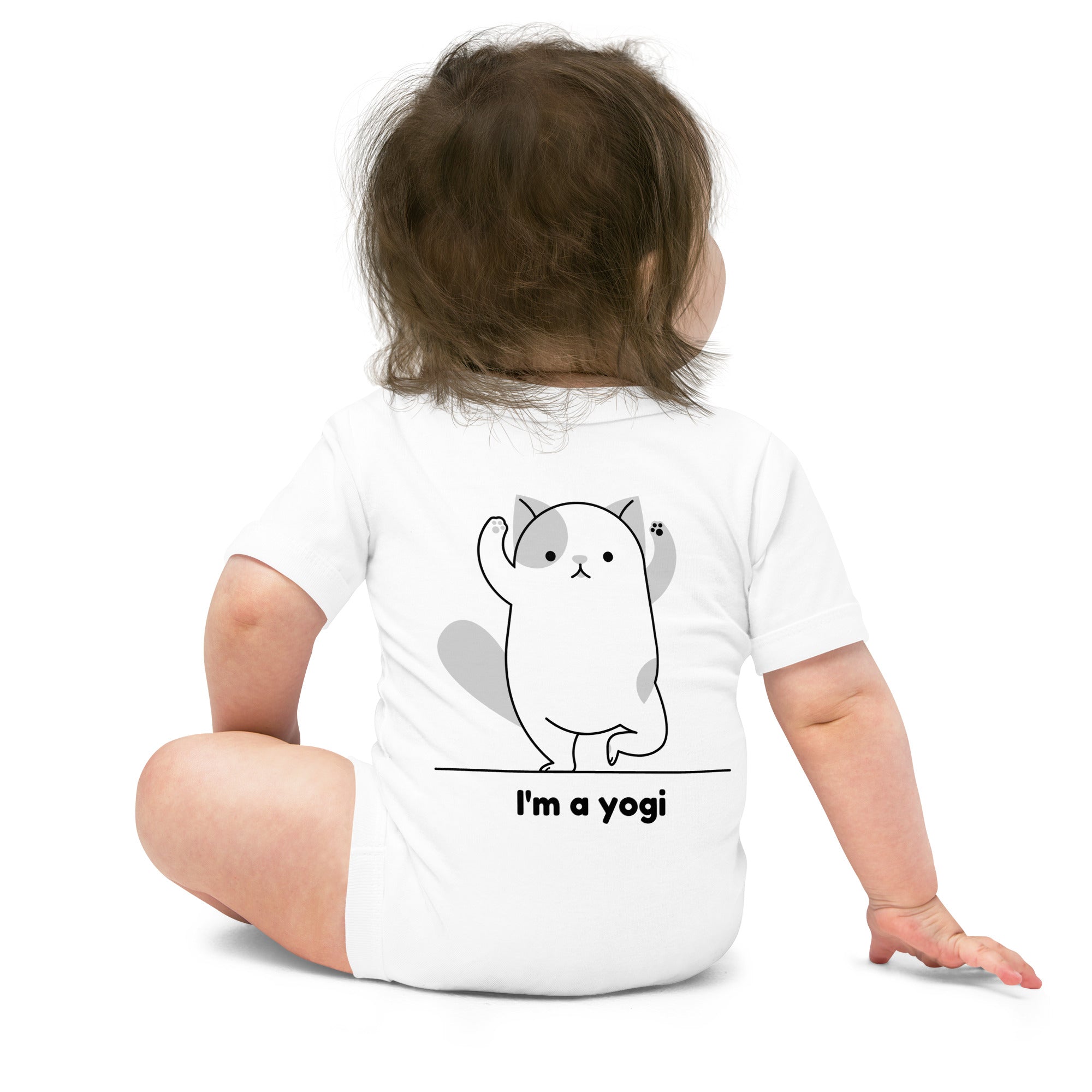 Meow Yogi - Baby short sleeve one piece (back print)